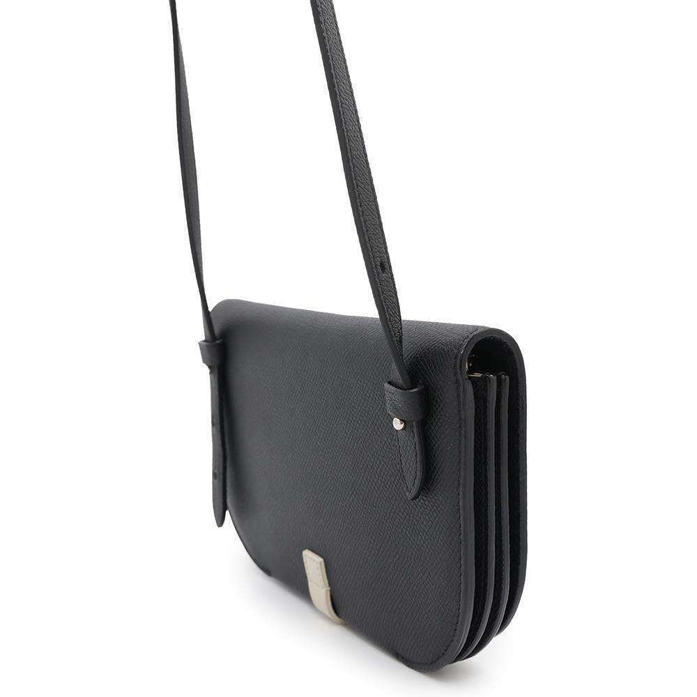 Celine BAG Wallet Clutch Long Shoulder Black Leather on Black